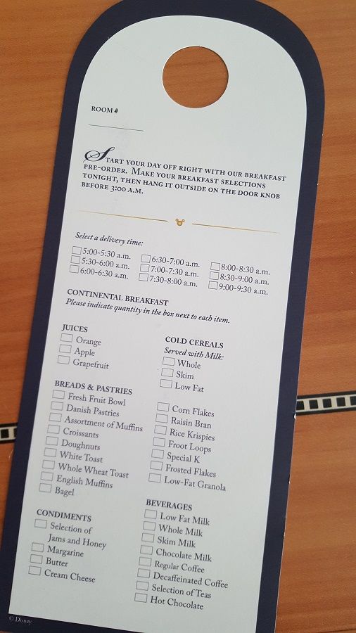 disney cruise line room service breakfast menu