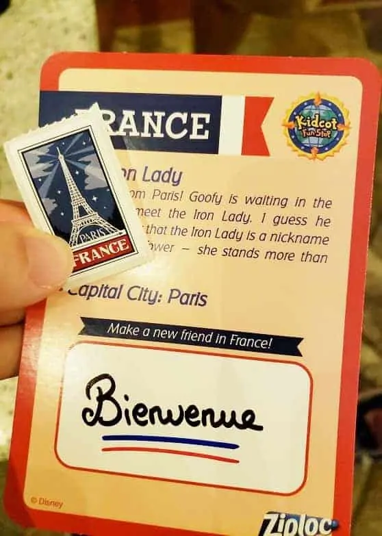 Kidcot Epcot France Card