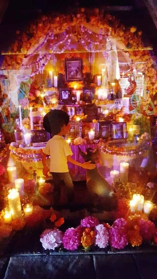 Ofrenda scene where Miguel begins to learn about his ancestors