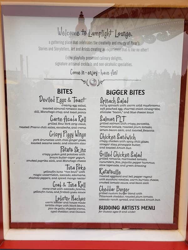 Lamplight Lounge Menu