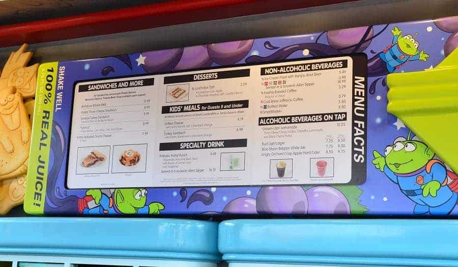Lunch Box Menu in Toy Story Land