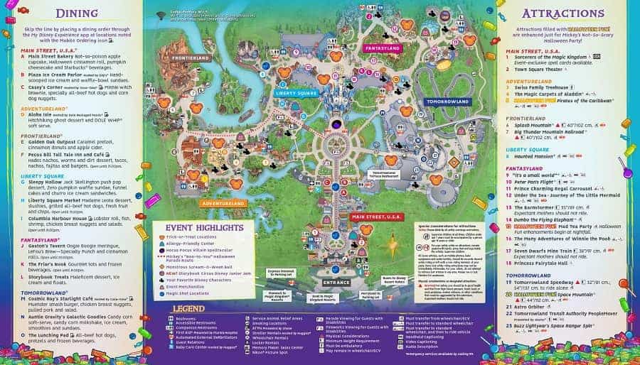 Map for Mickey's Not So Scary Halloween party