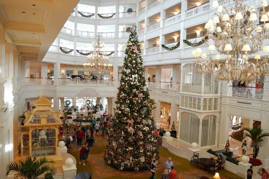 Lobby of Grand Floridian at Christmas