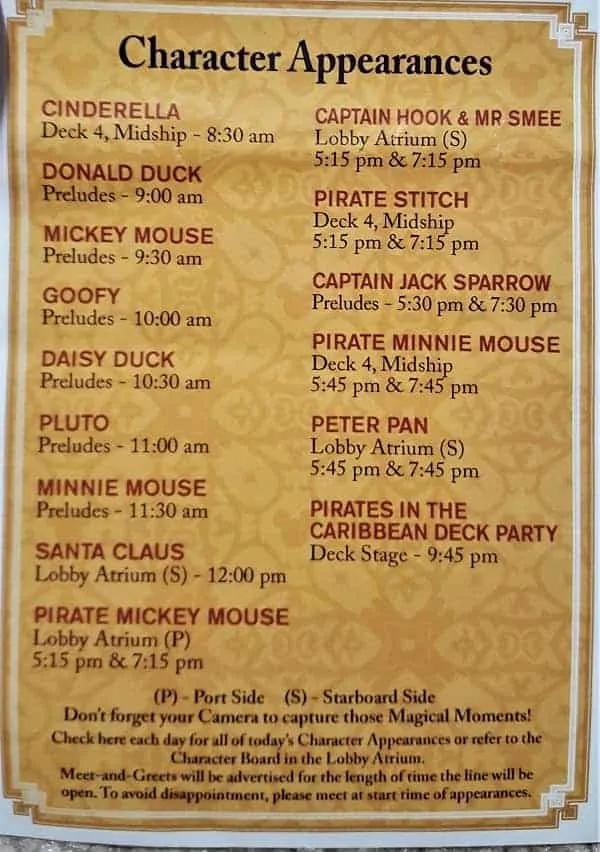 Disney Navigator will show you Disney Character Meet & Greet times