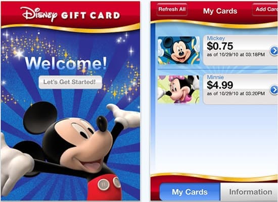 Disney Giftcard App