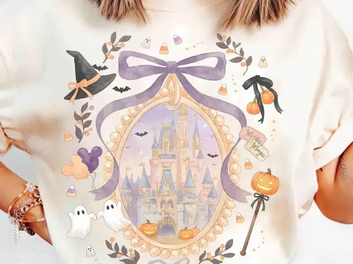 Image for Retro Walt Disney World Castle Halloween Shirt