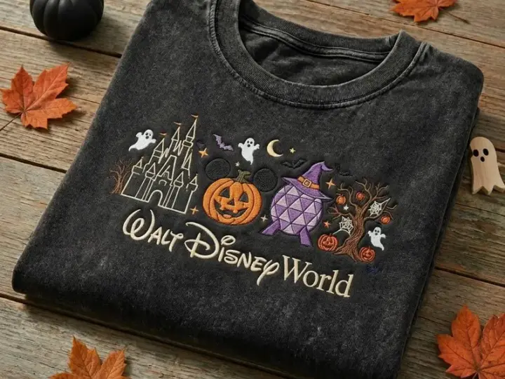 Image for Embroidered Walt Disney World Halloween Mineral Wash Shirt