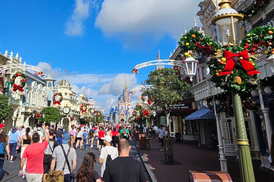 Main Street USA decorated for Christmas